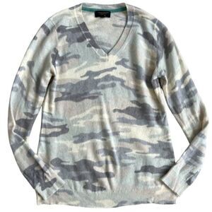 Charter Club Cashmere Sweater Women Large MultiColor Long Sleeve Camouflage